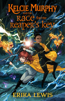 A 2D flat lay cover of Kelcie Murphy and the Race for the Reaper's Key by Erika Lewis.