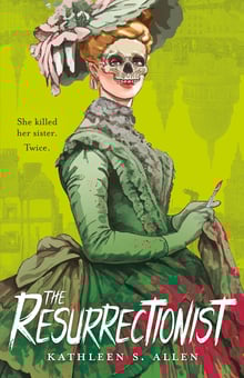 A 2D flat lay cover of The Resurrectionist by Kathleen S. Allen