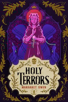 A 2D flat lay cover of Holy Terrors by Margaret Owen.