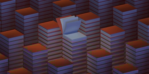 3D-rendered stacks of books
