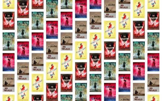 A collage of book covers, including The Shadow War, The Fervor, and Trouble the Saints