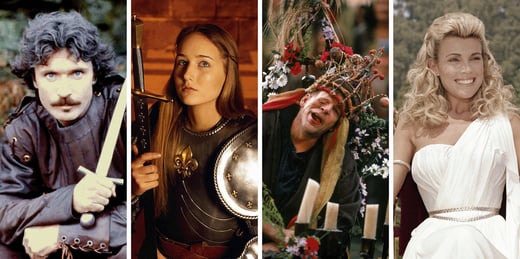 Images from 4 TV movies: Patrick Bergin in Robin Hood; Leelee Sobieski in Joan of Arc; Mandy Patinkin in The Hunchback of Notre Dame; Vanna White in Goddess of Love