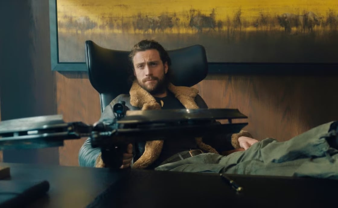 Aaron Taylor-Johnson as Sergei Kravinoff/Kraven in Kraven the Hunter