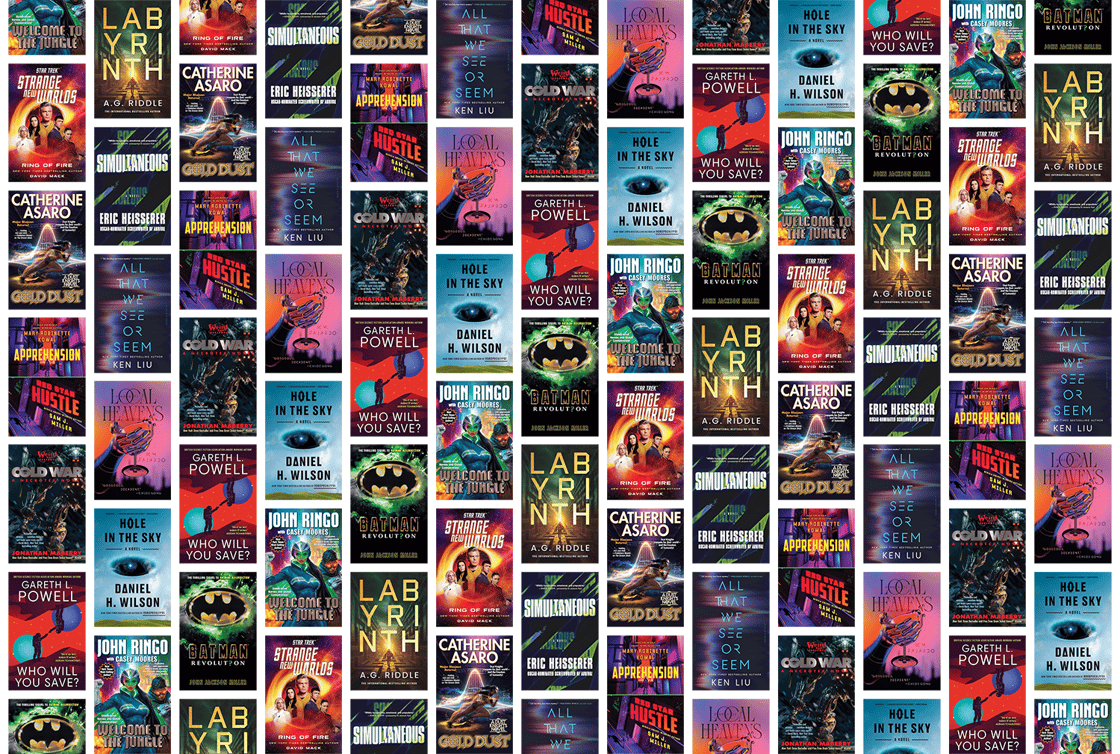 A collage of book covers, including Labyrinth and Who Will You Save?