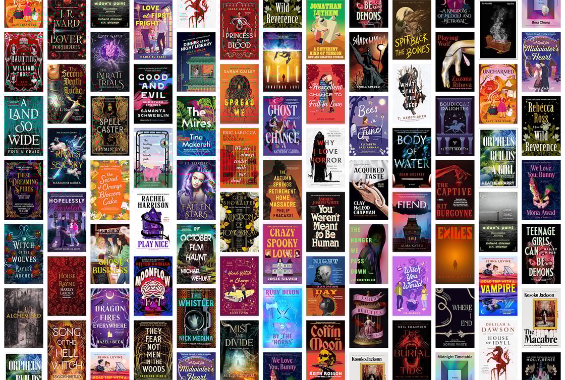 A collage of book covers, including Coffin Moon; You Weren't Meant to be Human; and Crazy Spooky Love