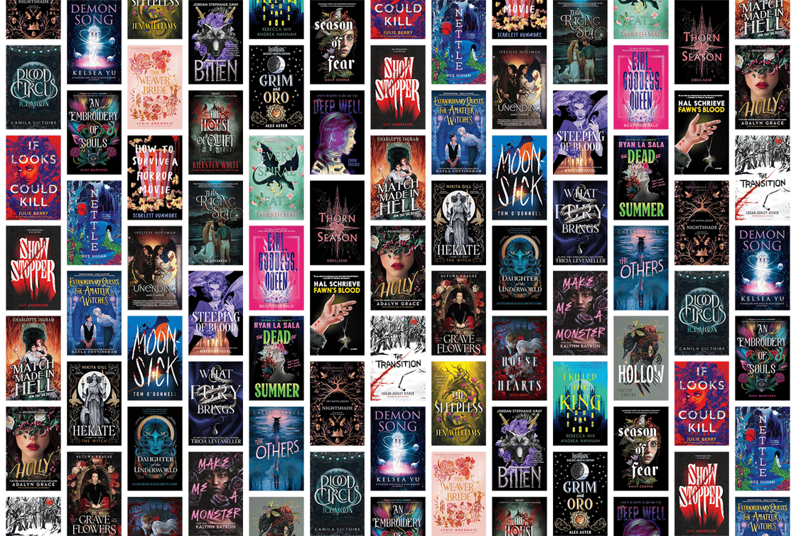 A collage of book covers, including Thorn Season; Girl, Goddess, Queen; and Season of Fear