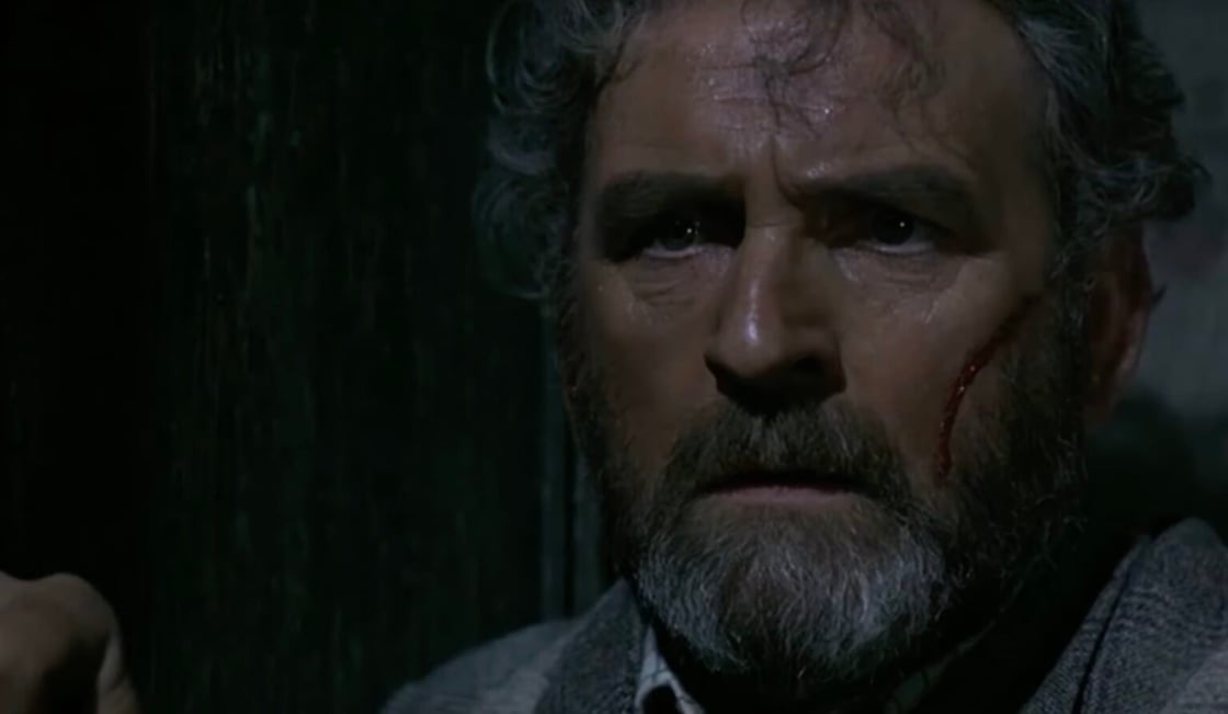 Quatermass looking on in horror in Quatermass and the Pit