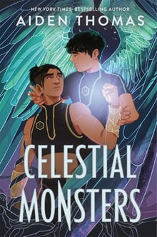 A flat lay cover of Celestial Monsters by Aiden Thomas.