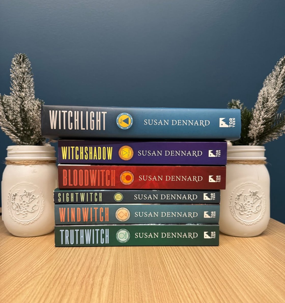 A book stack of Susan Dennard's Witchlands series