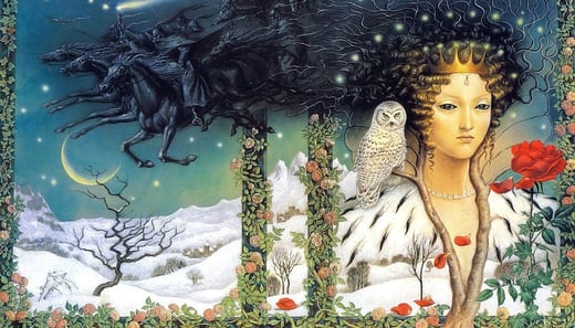Cover art from Winter Rose by Patricia A McKillip (illustration by Kinuko Y. Craft)