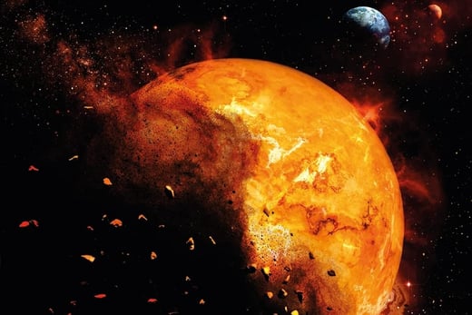 A red planet disintegrating