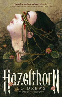 A 2D flat lay cover of Hazelthorn by CG Drews